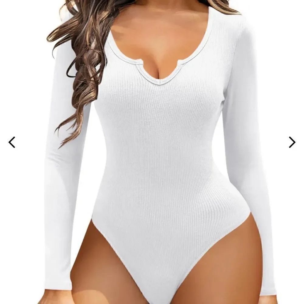 Zeagoo White ribbed long sleeve bodysuit Size XXL NWT